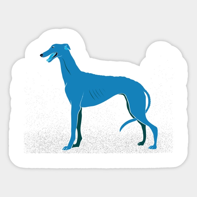 Greyhound in Blue Sticker by vanitygames